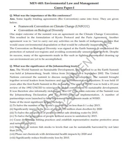 IGNOU MEV-3 Guess Paper Solved English Medium