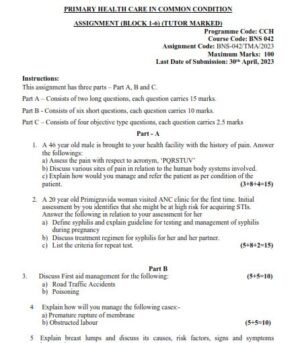 IGNOU BNS-42 Solved Assignment January 2023 English (CCH-BPCCHN)