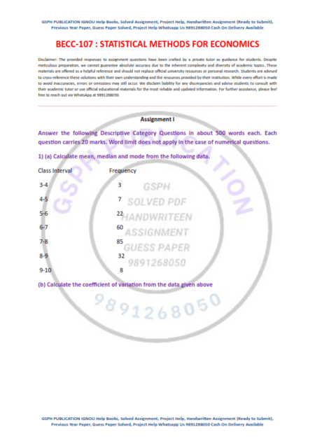 IGNOU BECC-107 Solved Assignment 2023-24 English Medium