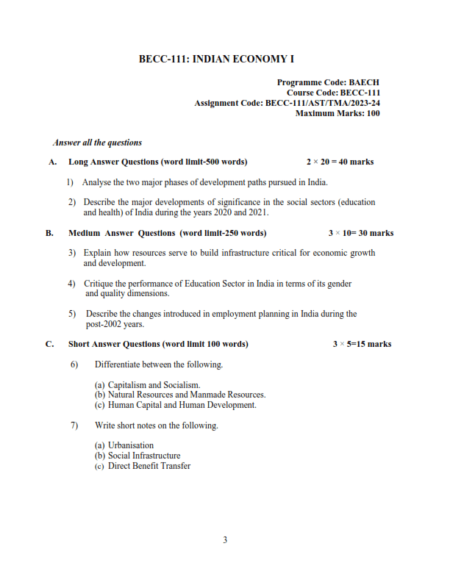 IGNOU BECC-111 Solved Assignment 2023-24 English Medium