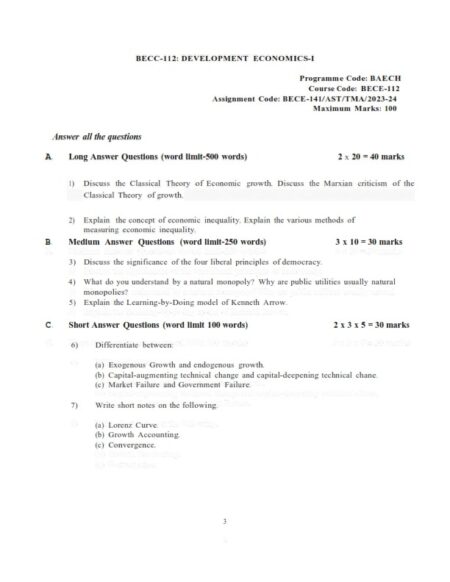 IGNOU BECC-112 Solved Assignment 2023-24 English Medium