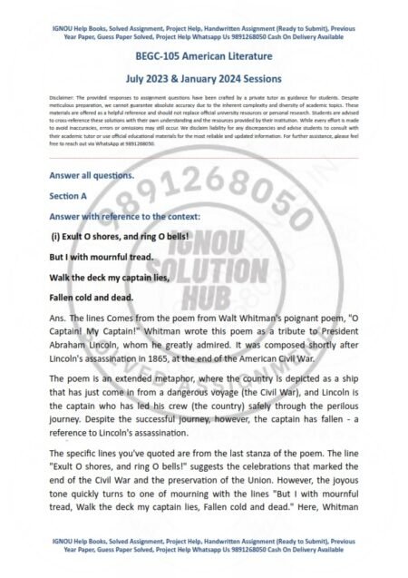 IGNOU BEGC-105 Solved Assignment 2023-24 English Medium