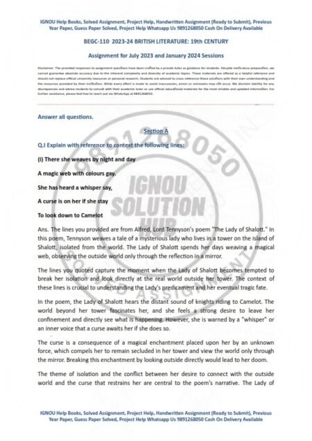 IGNOU BEGC-110 Solved Assignment 2023-24 English Medium