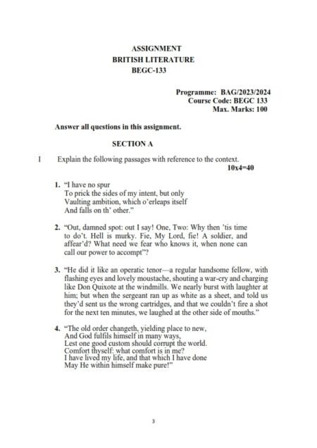 IGNOU BEGC-133 Solved Assignment 2023-24 English Medium