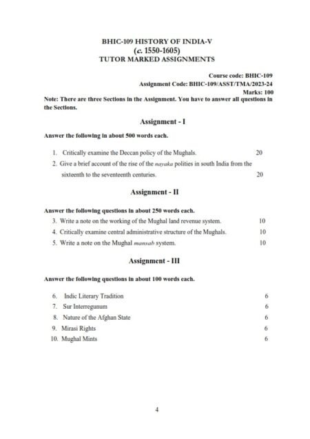 IGNOU BHIC-109 Solved Assignment 2023-24 English Medium