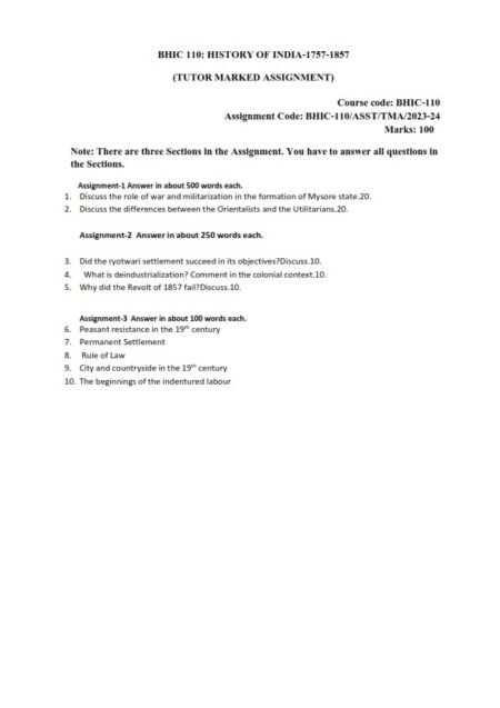 IGNOU BHIC-110 Solved Assignment 2023-24 English Medium