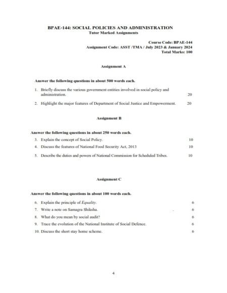 IGNOU BPAE-144 Solved Assignment 2023-24 English Medium