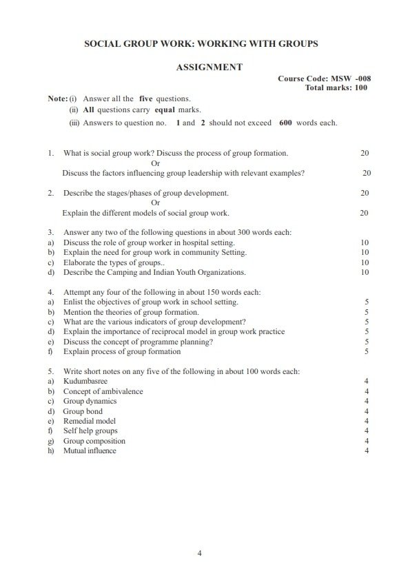 ignou msw assignment answers
