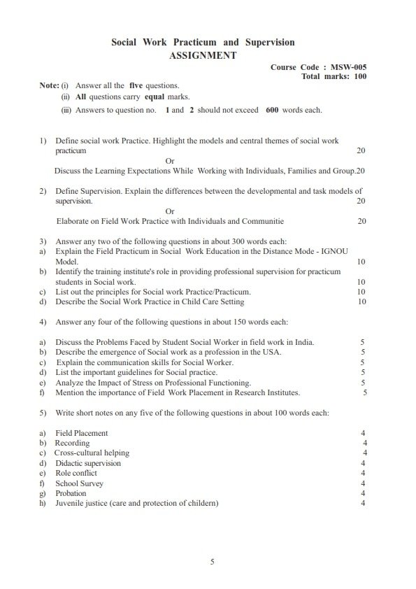 msw assignment result 2023