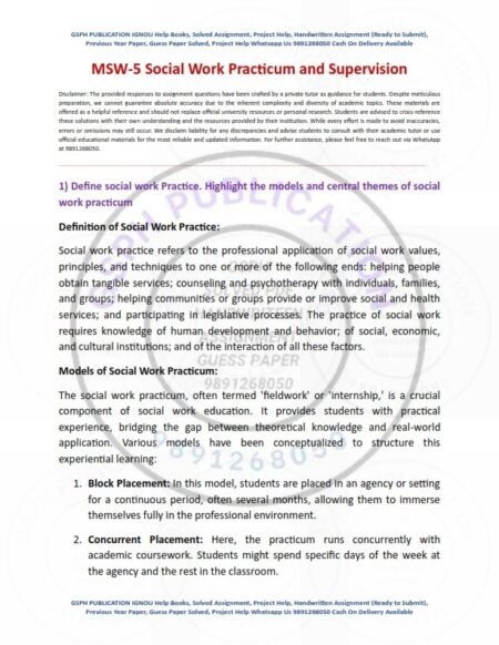 IGNOU MSW-5 Solved Assignment 2023-24 English Medium