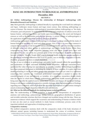 IGNOU BANC-101 Previous Year Solved Question Paper (Dec 2021) English Medium