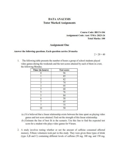 IGNOU BECS-184 Solved Assignment 2023-24 English Medium