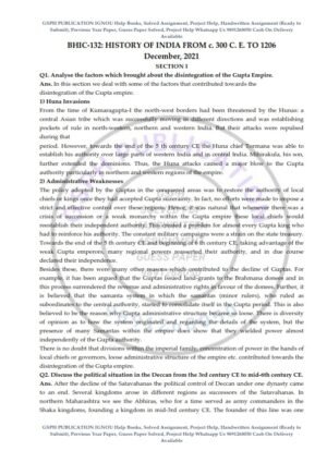 IGNOU BHIC-132 Previous Year Solved Question Paper (Dec 2021) English Medium