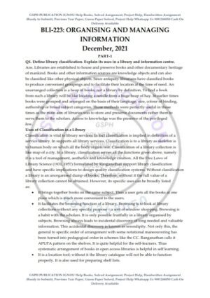 IGNOU BLI-223 Previous Year Solved Question Paper (Dec 2021) English Medium