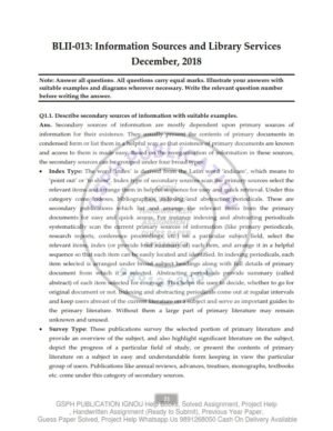 IGNOU BLII-013 Previous Year Solved Question Paper (Dec 2018) English Medium