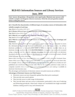 IGNOU BLII-013 Previous Year Solved Question Paper (June 2018) English Medium