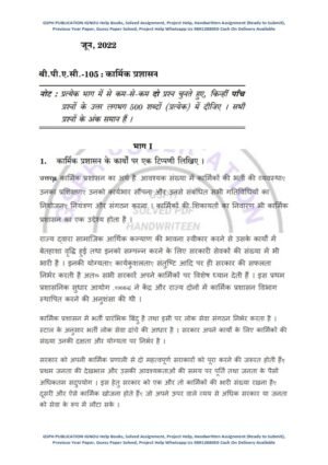 IGNOU BPAC-105 Previous Year Solved Question Paper (June 2022) Hindi Medium