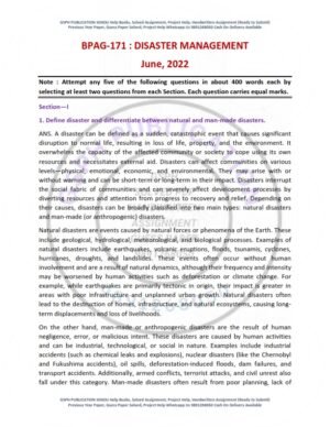 IGNOU BPAG-171 Previous Year Solved Question Paper (June 2022) English Medium