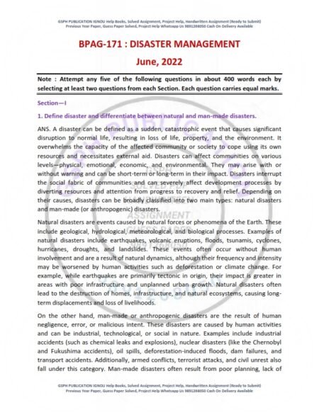 IGNOU BPAG-171 Previous Year Solved Question Paper (June 2022) English Medium