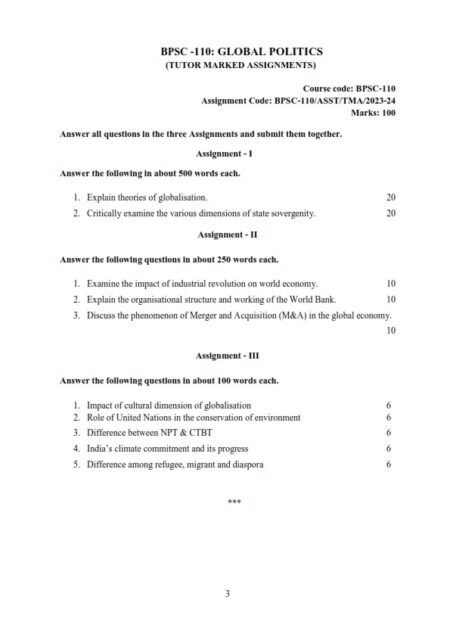 IGNOU BPSC-110 Solved Assignment 2023-24 English Medium