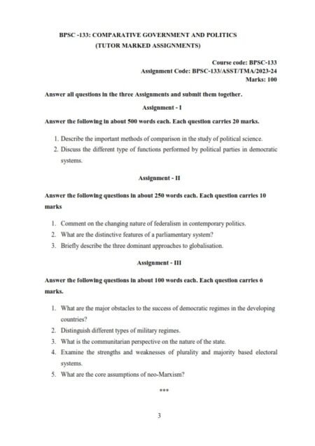 IGNOU BPSC-133 Solved Assignment 2023-24 English Medium