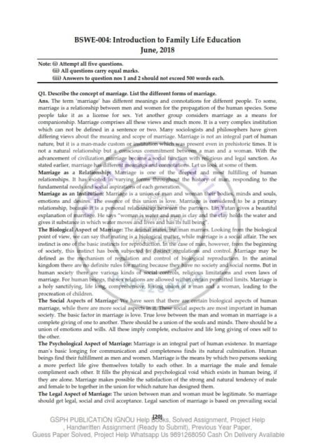 IGNOU BSWE-004 Previous Year Solved Question Paper (June 2018) English Medium