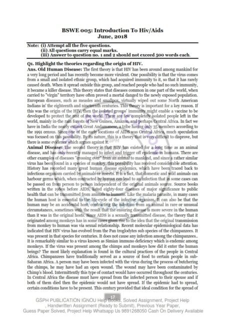 IGNOU BSWE-005 Previous Year Solved Question Paper (Dec 2018) English Medium