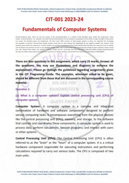 IGNOU CIT-1 Solved Assignment 2023 English Medium