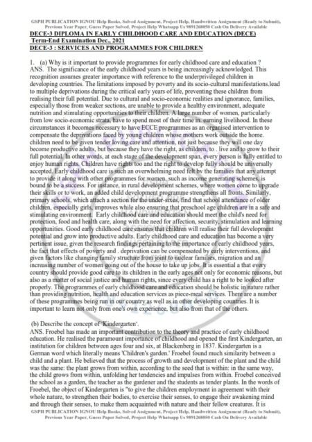 IGNOU DECE-3 Previous Year Solved Question Paper (Dec 2021) English Medium