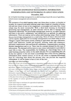 IGNOU MAE-003 Previous Year Solved Question Paper (Dec 2021) English Medium