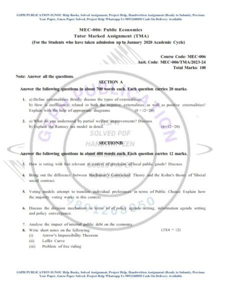 IGNOU MEC-6 Solved Assignment 2023-24 English Medium