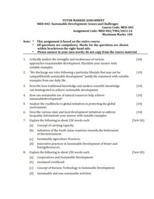 IGNOU MED-2 Solved Assignment 2023-24 English Medium