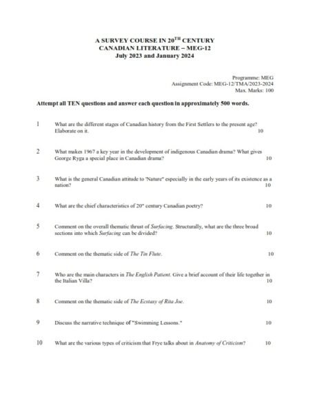 IGNOU MEG-12 Solved Assignment 2023-24 English Medium