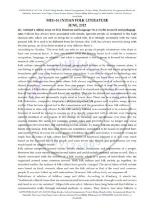 IGNOU MEG-16 Previous Year Solved Question Paper (June 2022) English Medium