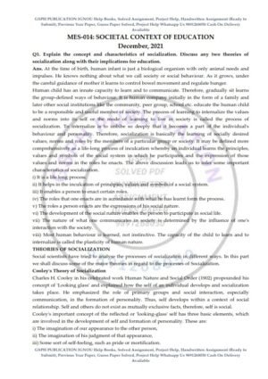 IGNOU MES-014 Previous Year Solved Question Paper (Dec 2021) English Medium