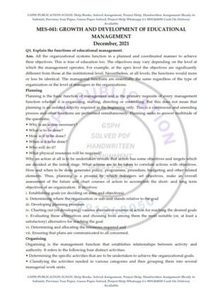 IGNOU MES-041 Previous Year Solved Question Paper (Dec 2021) English Medium