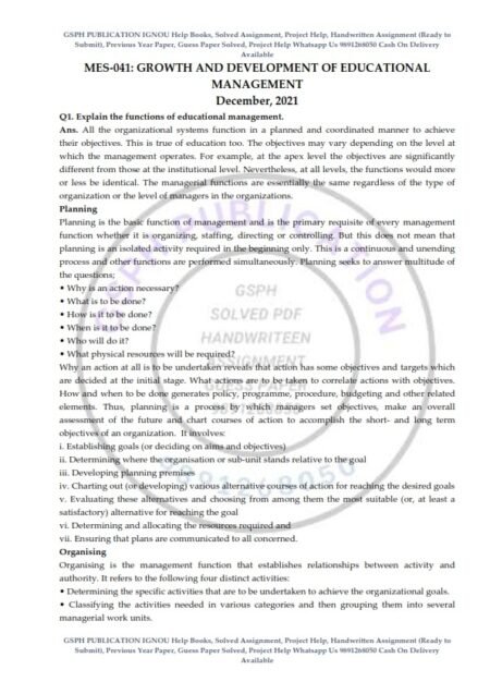 IGNOU MES-041 Previous Year Solved Question Paper (Dec 2021) English Medium
