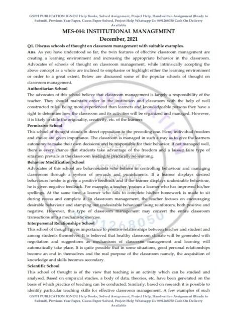 IGNOU MES-044 Previous Year Solved Question Paper (Dec 2021) English Medium