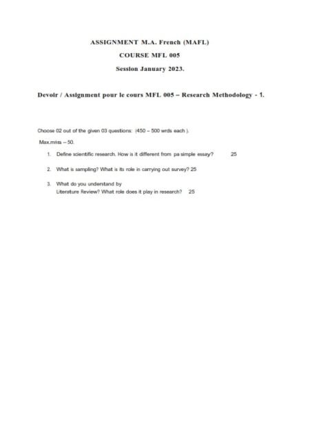 IGNOU MFL-5 Solved Assignment 2023 English Medium