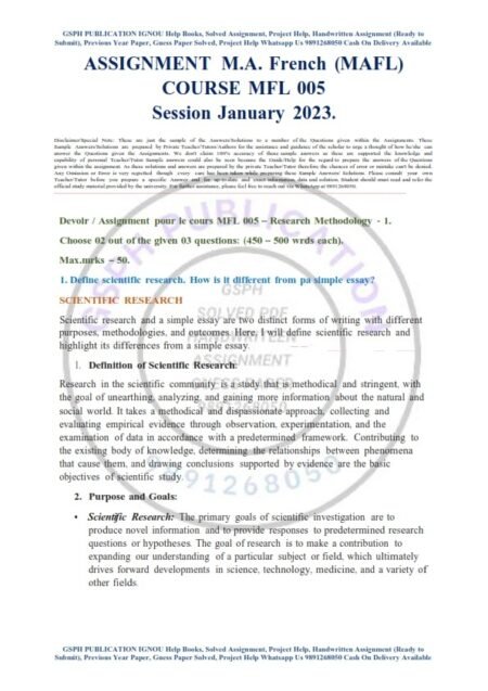 IGNOU MFL-5 Solved Assignment 2023 English Medium