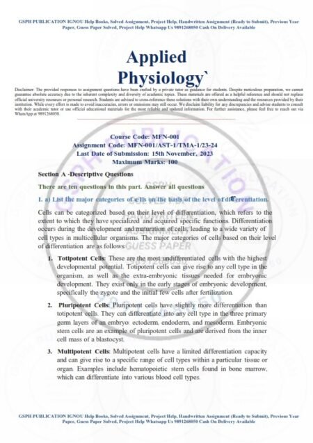 IGNOU MFN-1 Solved Assignment 2023-24 English Medium