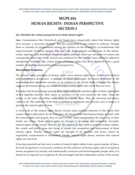 IGNOU MGPE-016 Previous Year Solved Question Paper (Dec 2021) English Medium