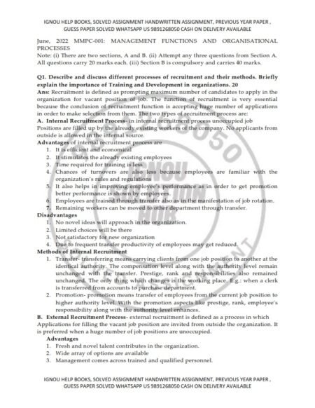 IGNOU MMPC-001 Previous Year Solved Question Paper (June 2022) English Medium