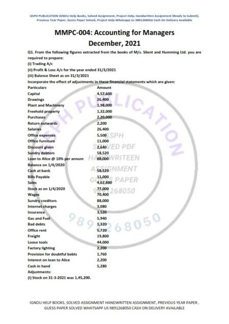 IGNOU MMPC-004 Previous Year Solved Question Paper (Dec 2021) English Medium