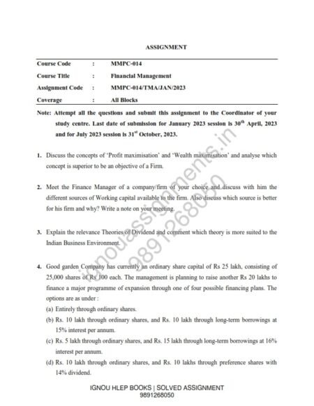 IGNOU MMPC-14 Solved Assignment 2023 English Medium