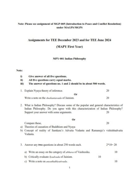 IGNOU MPY-1 Solved Assignment 2023 English Medium