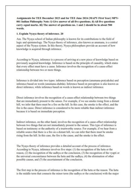 IGNOU MPY-1 Solved Assignment 2023-24 English Medium