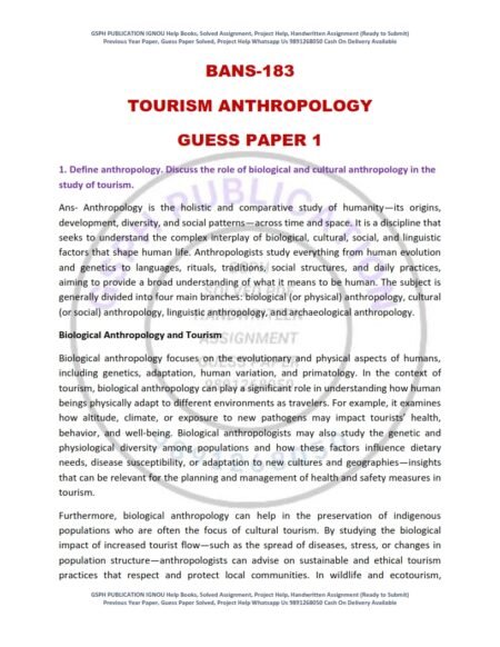 IGNOU BANS-183 Guess Paper Solved English Medium