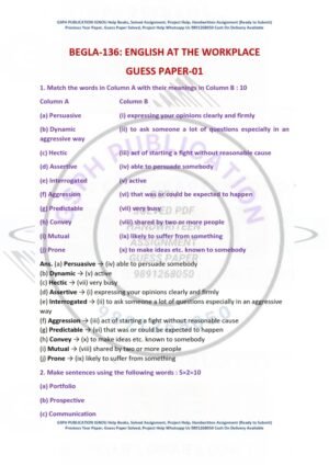 IGNOU BEGLA-137 Guess Paper Solved English Medium