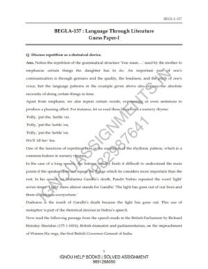 IGNOU BEGLA-137 Guess Paper Solved ENGLISH MediumIGNOU BEGLA-137 Guess Paper Solved ENGLISH Medium